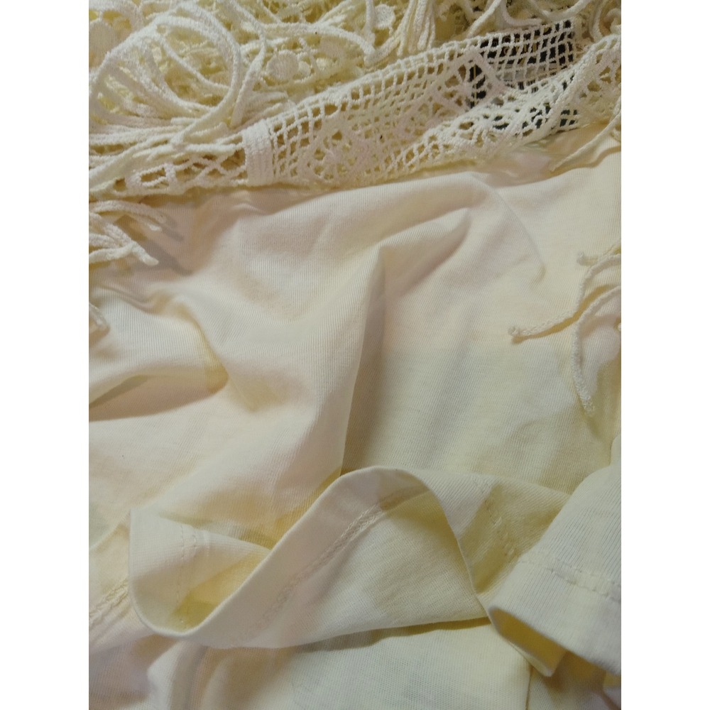Lauren Ralph Lauren Cream Crochet Lace Fringe Sleeveless Top Medium NWT - Picture 3 of 4